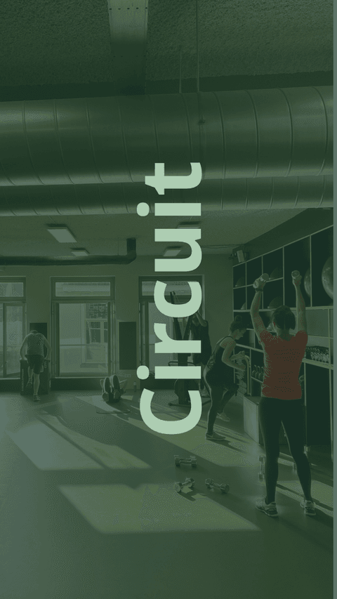 Circuit: deelnemers trainen met halters in de zaal